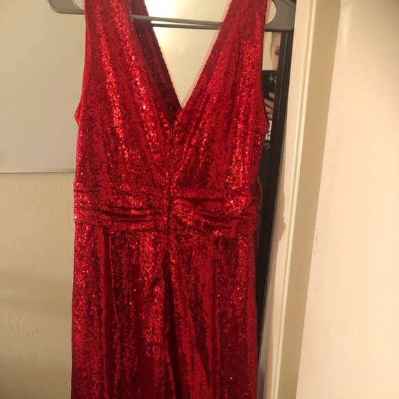 kate kasin Dresses & Skirts - Kate Kasin formal red sequin dress 16inch PTP, 47 inch long, Size 10